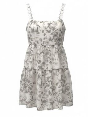 House of Thread sage green/cream floral babydoll dress, large